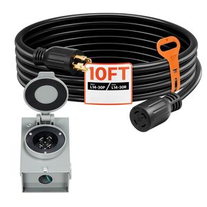 Scatola di Ingresso Alimentazione Generatore 30A con Cavo SJTW da 3m 125/250V NEMA L14 30P/30R, Cavo di Prolunga per Impieghi Gravosi - Product Image 1
