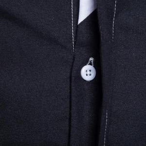 Chemise à manches longues style denim, chemise à manches longues col mandarin, chemise à manches longues en coton Oxford, chemise à manches longues délavée vintage - Product Image 5