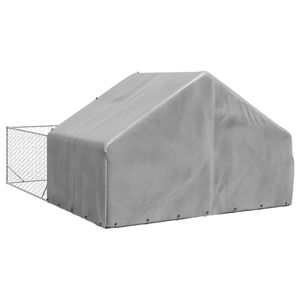 Caseta para Perros de Exterior, Fabricada con Tela de Polietileno y Acero Galvanizado, Acabado Gris Elegante - Product Image 5