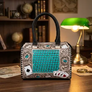 Vegan Leather Vintage Style Women's Hand Bag Cards Design Chains Decoration Two Straps Leather <b>Handbag</b> - Product Image 2