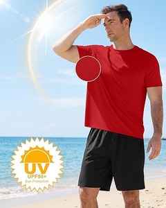 Chemise rouge pour homme à manches courtes, séchage rapide, protection UV, pour la plage, la pêche et les sports de plein air - Product Image 3