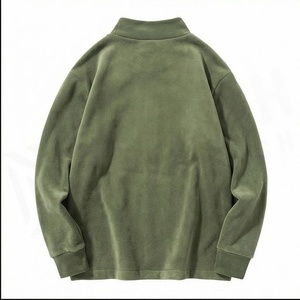 Sweat-shirt décontracté vert uni en molleton à col montant pour homme, coupe oversize, tricoté, à manches longues, coupe régulière, pour l'automne - Product Image 2