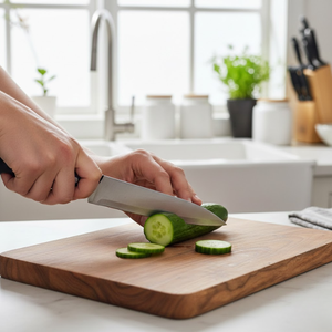 Planche à découper rectangulaire élégante en bois massif |   Planche à découper épaisse et robuste pour la cuisine, le fromage, le pain et la préparation des légumes - Product Image 2