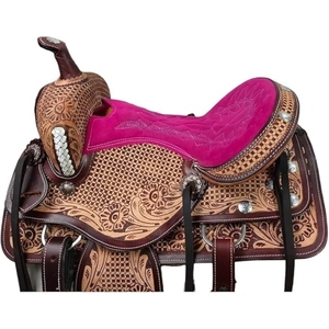Selle de cheval western haut de gamme en cuir véritable pour l'équitation, avec étriers et options de marquage personnalisé – Vente en gros - Product Image 3