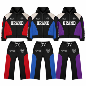 Conjunto de Sudadera con Capucha y Pantalones de Chándal Acampanados para Hombre, Diseño Personalizado de Marca, Estilo Urbano, Lavado Ácido, Estampado en Serigrafía - Product Image 2