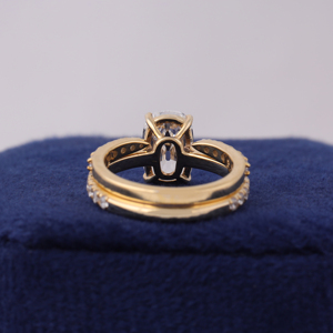 Ensemble de bagues de mariage en diamant de laboratoire IGI 5 carats, taille coussin, Or 14 carats, provenance mine ancienne - Product Image 4