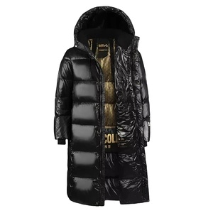 Parka de lona de pato impermeable de cuero PU Reversible fino para hombre, abrigo de estilo informal, negro, dorado, blanco, brillante, cremallera de marca de invierno - Product Image 1