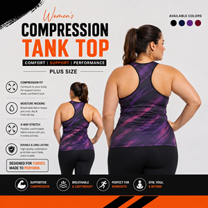 Customized Printed Plus Size Tank Top Women's Gym Wear Compression <b>Singlet</b> Top Ladies Base Layer Racerback Tank Tee - Product Image 4