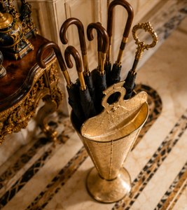Paragüero de latón antiguo con capacidad para un solo paraguas, estructura decorativa de metal artesanal para vestíbulo de hotel - Product Image 4