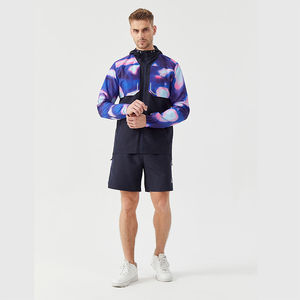 Ensemble de survêtement léger personnalisé pour homme, veste de sport et short, coupe-vent d'extérieur, 2 pièces, collection automne, vente en gros - Product Image 6