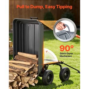 Carrello da Giardino Gigante da 600 Libbre con Sistema di Scarico Rapido a 90° e Ruota Girevole a 180° per Facile Trasporto in Giardino - Product Image 4