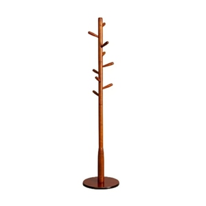 Perchero de madera de diseño elegante en nogal oscuro con base redonda, minimalista para recibidor, opciones personalizables - Product Image 2