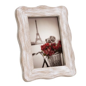 Classic <b>Wood</b> Photo <b>Frame</b> with Wavy Edge Vintage White Washed <b>Picture</b> <b>Frame</b> Bulk Farmhouse Tabletop Ornate Photo <b>Frame</b> for Sale - Product Image 1