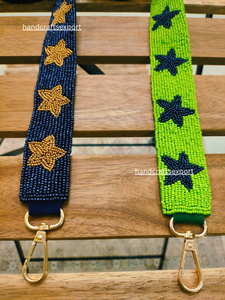 Handmade Beaded Purse Strap With Star Pattern Blue And Green Colorful Fashion Shoulder <b>Bag</b> <b>Accessory</b> Detachable Buckle Style - Product Image 3