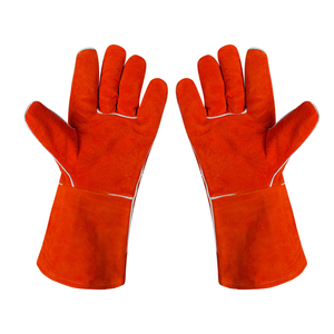 Gants de soudage en cuir de vachette jaune personnalisés, à long manchon, résistants à la chaleur, pour atelier de soudage industriel - Product Image 5