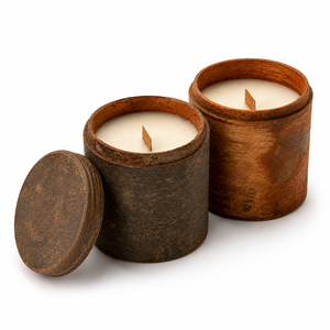 Cinnamon Bark 100% Soy Wax Scented <b>Candle</b> Wooden Holder Bohemian Style Home Decoration Christmas <b>Gift</b> Wholesale Vietnam Handmade - Product Image 1