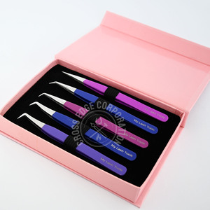 Pince à épiler d'extension de cils à pointe de fibre de marque privée Fan Lashes boot Extensions de cils pince à épiler 45 degrés longue pointe cils pince à épiler - Product Image 6