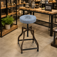 Industrieller Verstellbarer Barhocker |   Vintage Metall Küchenbarhocker |   Rustikaler Drehstuhl für Esszimmer, Café, Hotel, Restaurant und Zuhause
