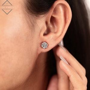Hexagon Step Cut Diamond <b>Stud</b> <b>Earrings</b> Rose Gold Solitaire Bridal Wedding Jewelry Gift Supplier For Women Luxury <b>Fine</b> Jewelry - Product Image 6