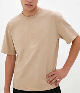 Camiseta Blanca para Hombre al por Mayor, Personalizable, Minimalista, Cuello Redondo, Color Beige, Algodón Suave, Ropa de Verano, Estilo Casual Urbano - Product Image 3