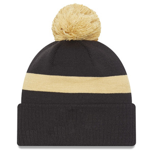 Bonnet en acrylique rayé personnalisé avec pompon, bonnet d'hiver tricoté, logo en caoutchouc personnalisé, vente en gros OEM, accessoires pour hommes, bonnets OEM - Product Image 3