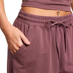 Pantalones anchos de mujer al por mayor con cintura elástica y cordón, bolsillos laterales, ajuste holgado, largo completo, dobladillo abierto, ropa casual de descanso OEM ODM - Product Image 6
