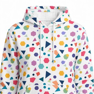 Sudadera con capucha para hombre NEXTEX con estampado de confeti, diseño geométrico colorido, bolsillo canguro, capucha con cordón ajustable, estilo casual. - Product Image 4