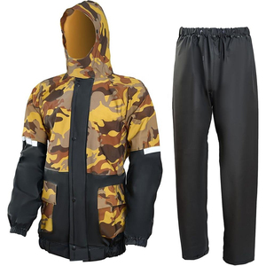 Men Waterproof Camouflage <b>Rain</b> Suit Hooded <b>Jacket</b> and Pants Outdoor Windproof Parka with Pockets Regular Fit - Product Image 1