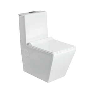 WC monobloc VOLVO à cuvette carrée, double chasse, à poser au sol, design minimaliste, chasse d'eau 3/6L, facile à nettoyer, mobile, sortie S/P - Product Image 1