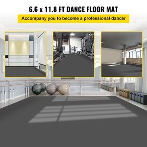 Pavimento da Ballo Portatile 6.6x11.8ft, Spessore 0.06in, in PVC Vinilico Nero/Grigio Reversibile Antiscivolo per Sport - Product Image 2
