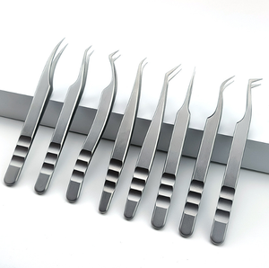 Pince à cils courbée en acier inoxydable à pointe lisse pour greffe de cils, outils de précision pour cils, pointes courbées, droites et biseautées, OEM - Product Image 2