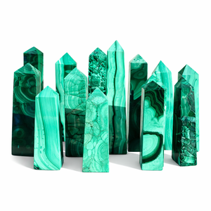 Obélisque en malachite naturelle, tour de cristal rayée, polie et gravée, pierre de guérison, Reiki, méditation, énergie, décoration Feng Shui - Product Image 1