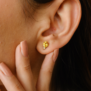 18K Yellow Gold Oval Sapphire Stud <b>Earrings</b> with Diamond Accents - Product Image 4