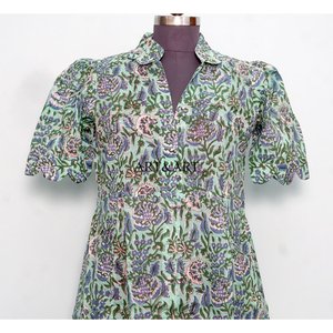 Robe longue décontractée à manches courtes en coton imprimé floral pour femme, taille unique, idéale pour les fêtes, la plage, avec taille naturelle, parfaite pour les demoiselles d'honneur et les vacances. - Product Image 2
