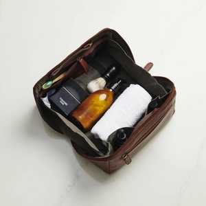Genuine Leather Toiletry Bag Men Travel Dopp Kit Waterproof Grooming Organizer Storage <b>Case</b> LTB-0111 - Product Image 2