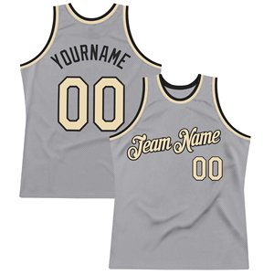 Maillot de basket-ball en maille grise personnalisé avec bordure verte, nom et numéro de l'équipe, respirant, unisexe, vêtements pour adultes - Product Image 4