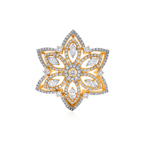 แหวนเพชรดีไซน์ดอกไม้ Majestic Bloom ทองคำขาว 18K แหวนค็อกเทลเพชรรูปดอกไม้ทรงมาร์คีส์ แหวนประดับเพชรทรงดอกไม้ - Product Image 3