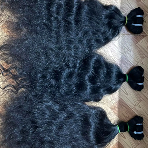 Extensiones de Cabello Humano Rizado Indio Natural, Remy, Doble Trama, Puntas Gruesas, Negro Natural, Precio de Fábrica desde India - Product Image 1