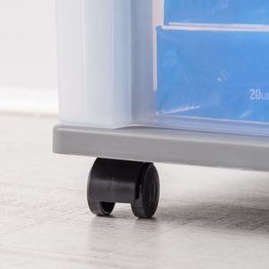 Carrello Portaoggetti in Plastica con 3 Cassetti, Stretto, Grigio, Set di 2 - Product Image 4