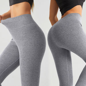 Custom Logo High Waist Yoga <b>Leggings</b> Women Breathable Sweat-Wicking Fitness Clothing Solid Knitted Spandex/Nylon Gym <b>Leggings</b> - Product Image 1