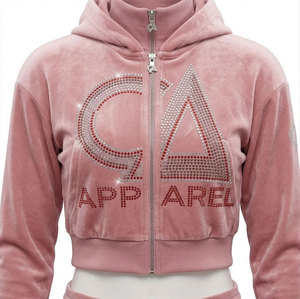 Ensemble de survêtement personnalisé avec strass, sweat à capuche oversize et pantalon évasé, effet délavé et usé, style streetwear, 2 pièces - Product Image 3