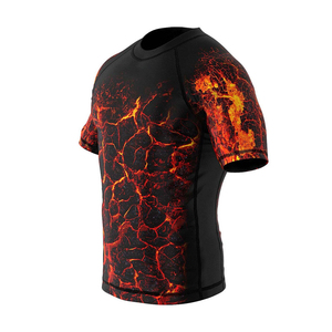 Unisex Full Sleeve Rash Guard Lava Print Quick Dry 100% Polyester <b>Compression</b> <b>Shirt</b> Adult Sport Top UPF50+ 220g - Product Image 3