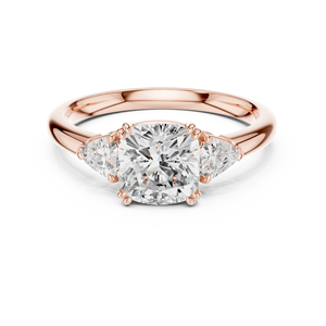 Anillo de Compromiso de Oro Rosa con Tres Diamantes Redondos de Corte Brillante, Anillo de Boda Clásico para Mujer - Product Image 1