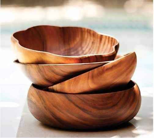 Bol en bois fait main, personnalisé, écologique, design moderne, avec revêtement en silicone, pour salade et service alimentaire, ustensiles de cuisine - Product Image 4
