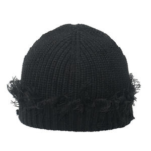 Gorro de Punto Desgastado Unisex para Invierno, Gorro de Pescador con Borde Crudo Personalizado, Cálido, para Hombre y Mujer, Venta al Por Mayor de Ropa Urbana - Product Image 1