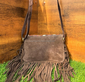 New Handmade Hot Sale Jacquard Suede Leather Fringe Sling <b>Bag</b> Multi Use New Vintage Design <b>Crossbody</b> <b>Bag</b> <b>Cheap</b> Rate Bulk Product - Product Image 5