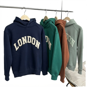 <b>London</b> Embroidered Hoodie Men's 100% Cotton French Terry Casual Regular Fit Autumn <b>Sweatshirt</b> with Front Pocket - Product Image 1