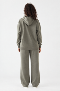 Ensemble survêtement décontracté pour femme, vert kaki, avec sweat à capuche oversize et pantalon de jogging, imprimé graphique - Product Image 2
