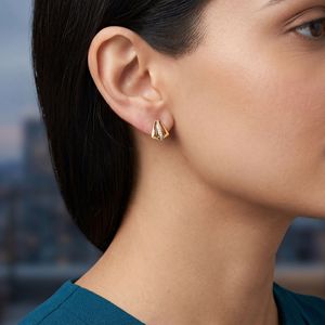 Pendientes de Diamantes de Oro Amarillo de 14K, Corte Brillante Redondo, Diamantes Cultivados en Laboratorio, Diseño Minimalista, Uso Diario para Mujer - Product Image 2