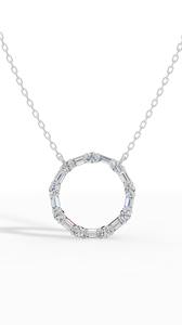 Collier Cercle Unity avec Diamants de Laboratoire Taille Baguette et Ronde, Or 10K Incolore VVS, Pendentif Minimaliste en Or Blanc, Jaune ou Rose - Product Image 3